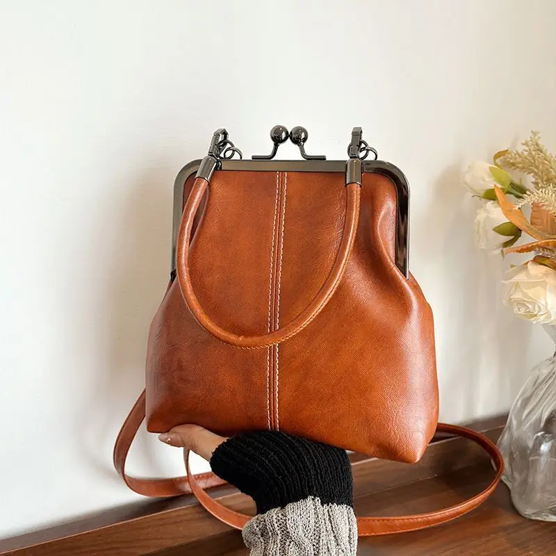 

Leather Lock Bag Bags Vintage Women's Handbags Purses Women Shoulder Crossbody Bag