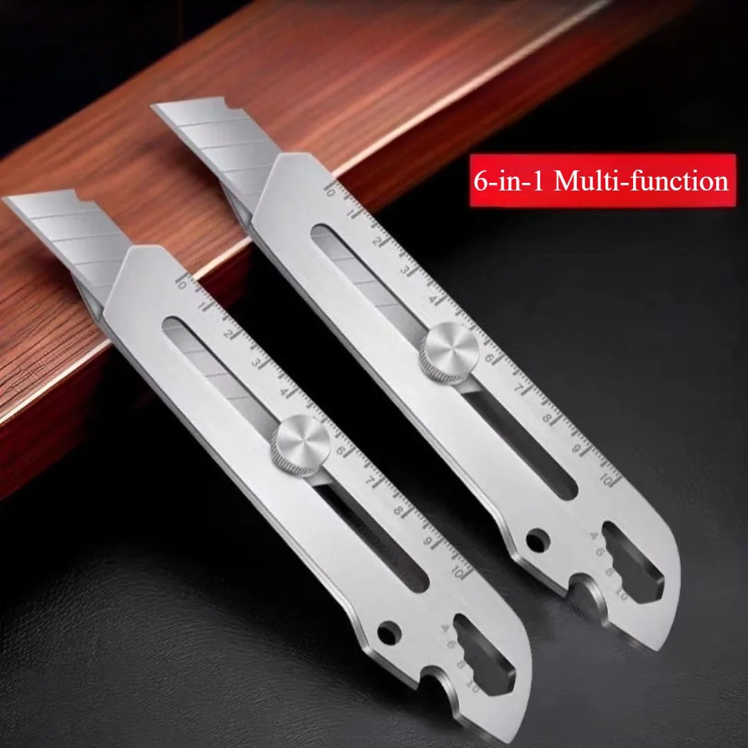 Stainless steel multi-functional practical knife - 6-purpose integrated design, sharp and durable, suitable for screwing