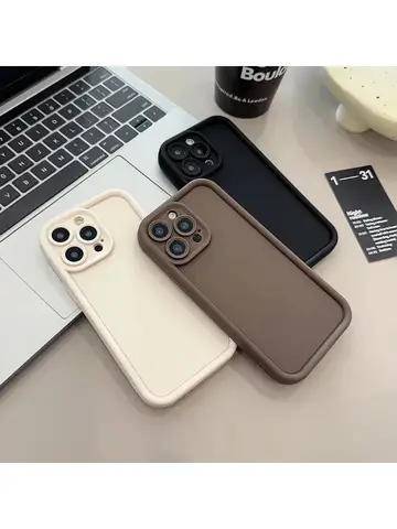Beige Brown Black Stylish Phone Case for iPhone 16 15 14 13 12 11 Pro Max 7 8 Plus X XR XS Max, Slim Protective Shockproof Cover