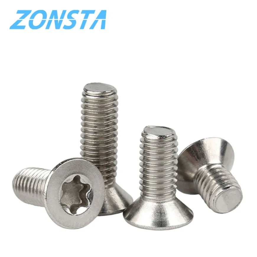 5/10/50pcs Six-Lobe Torx Flat Countersunk Head Screw M1.4 M1.6 M2 M2.5 M3 M4 M5 M6 M8 304 Stainless Steel GB2673 Six Lobe Bolt