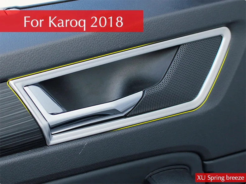 Car Inner Door Handle Frame Cover Bezel Trim Sticker Garnish Accessories  For Skoda Karoq 2017 2018 2019 2020 2021 2022