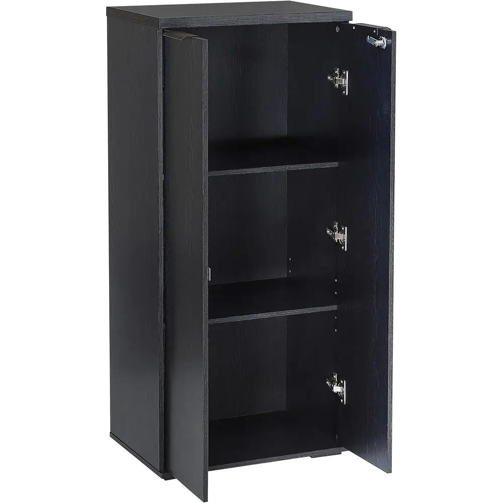 

Black 2-Door Locking Storage Cabinet for Office, Pantry, Home, Kitchen, Garage - Wooden Filing Cabinet Unit, 19.7 W x 13.7 D x 4