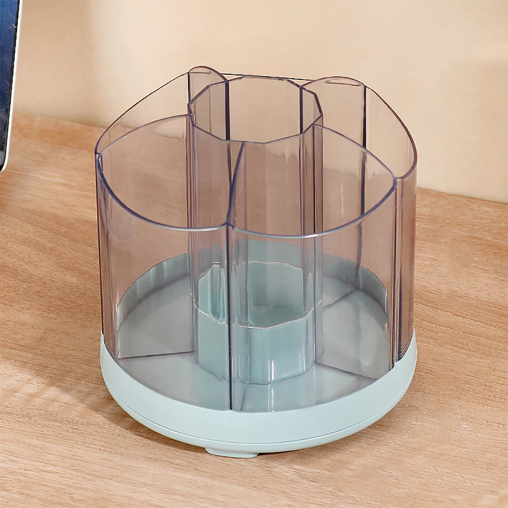 New 360° Rotating Makeup Brush Storage Box Large Capacity Removable Pen Holder Desktop Cosmetic Storage Organizer Brush Holder