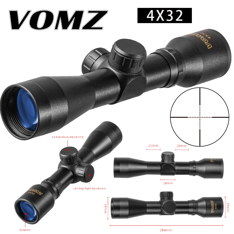 

VOMZ 4X32 Optics Rifle Cross Dot Sight Hunting Weapon Riflescope Airsoft Gun Rifle Scope Sight for Shooting AK 47