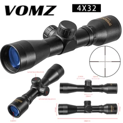 VOMZ 4X32 Optics Rifle Cross Dot Sight Hunting Weapon Riflescope Airsoft Gun Rifle Scope Sight for Shooting AK 47