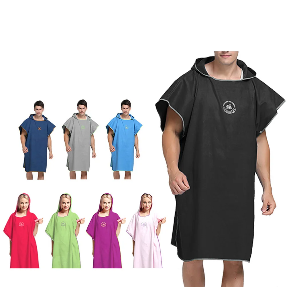 Jubah Pantai Mikrofiber Ringan Warna Hitam, Cepat Kering, Portabel, Handuk Mandi Privasi, Jubah Mandi, Handuk Pantai