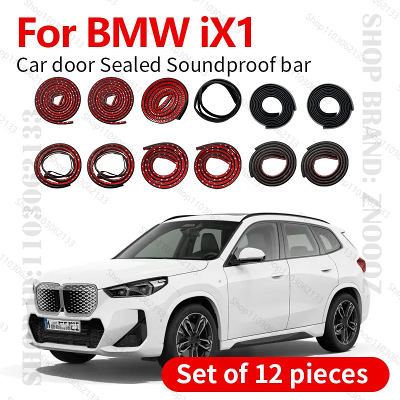

For 2022-2025 BMW iX1 Car Door Seal Strip Rubber Double Layer Sealing Protector Soundproof Strip Dustproof Seal Strip 12PCS Set