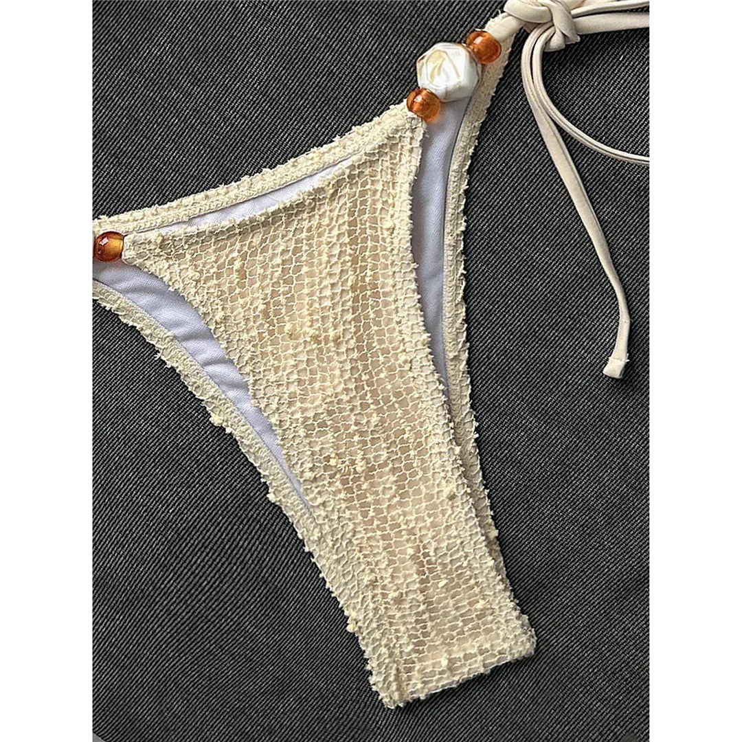 Halter-Netz-Bikini, Damen-Badebekleidung, zweiteiliger Bikini, hoch geschnittene Beine, gepolsterter Badeanzug, Badeanzug, Schwimmbekleidung V8339 – Detail 9