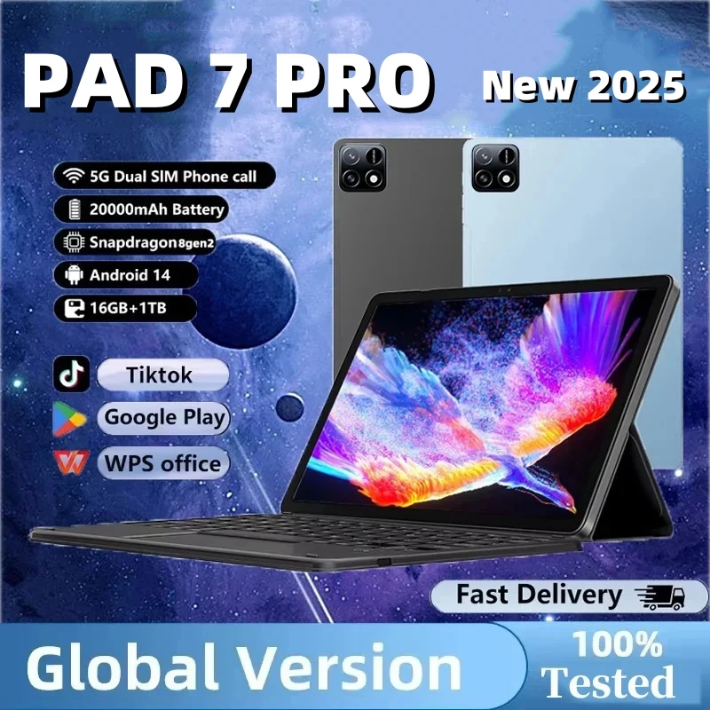 

Brand New Pad 7 Pro 2025 Original Android 14 11inch Tablets 16GB+1TB 20000mAh 5G Dual SIM Bluetooth WiFi GPS HD 4K Tablet PC