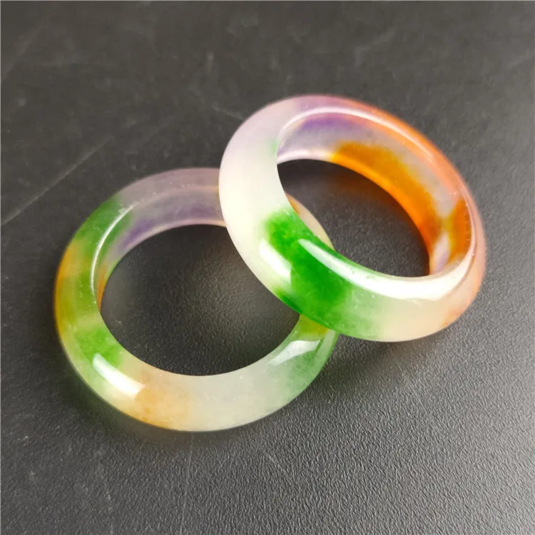 Natural A tricolor quartzite jade rings jewelry gemstone ring jade for men jewellery jade rings natural mens women