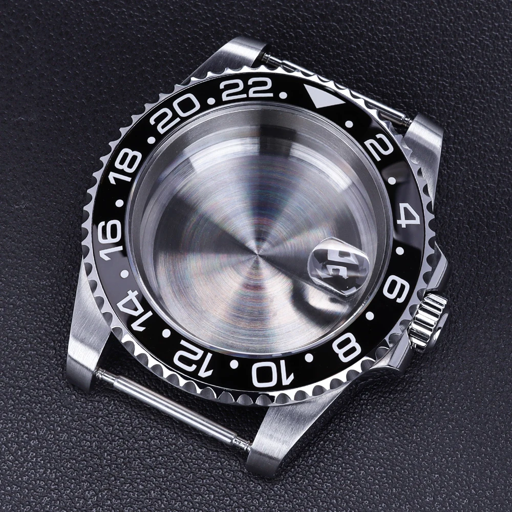 40mm Watch Case Black/Blue/Green Bezel For SUB GMT NH35 NH36 NH34NH38 Miyota8215 Eta2824 Movement Sapphire Glass 200m Waterproof