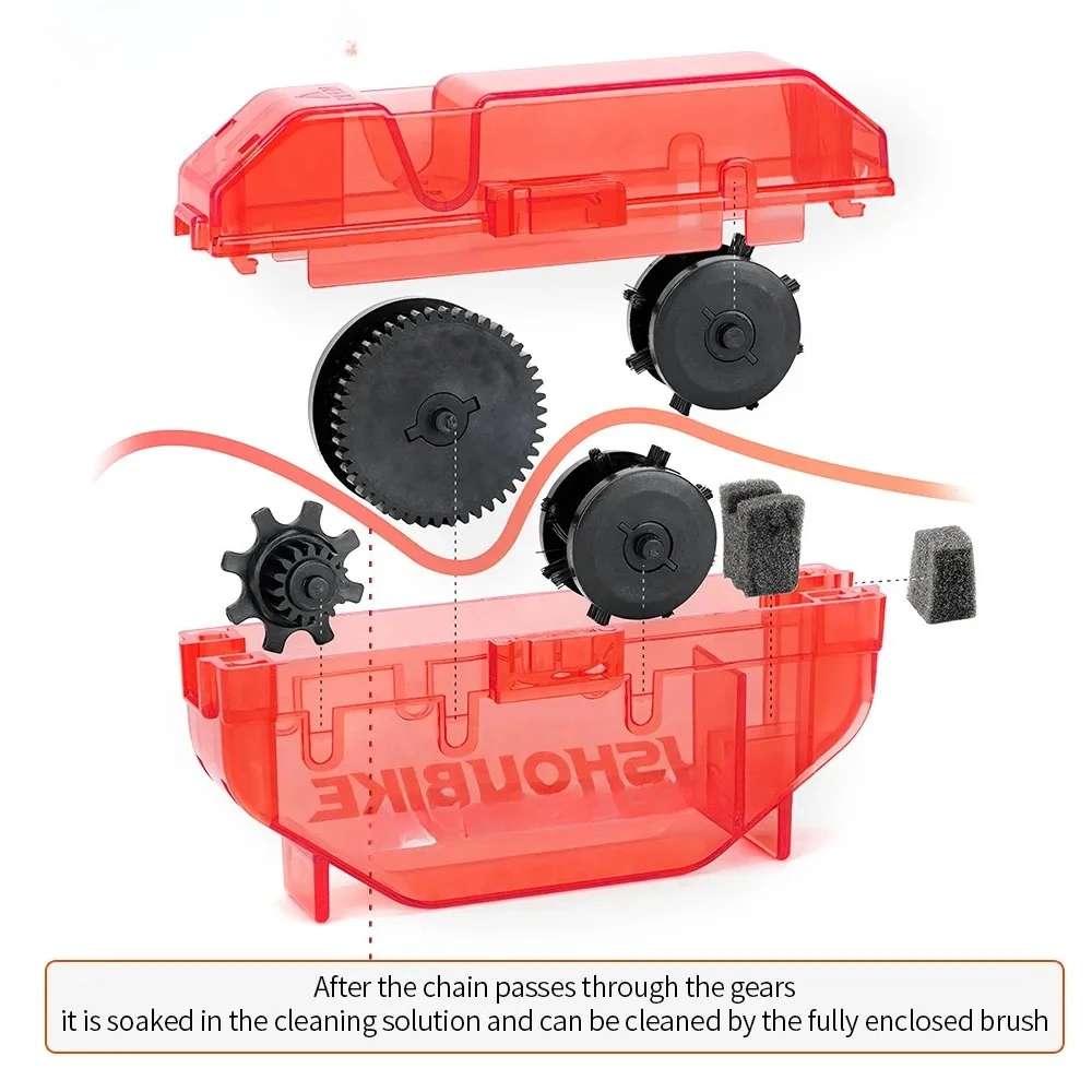 

Bicycle Red Chain Cleaner Bicycle Chain Cleaning Tool Bicycle Scrubber Washing Tool Mountain Bike Wash Kit Bicycle Accessories