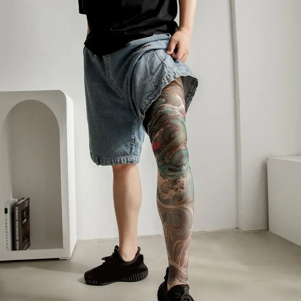 

Fashion Simulated Single-leg Socks Sexy Mesh Tattooed Stockings Personality Perspective Single-tube Socks Unisex
