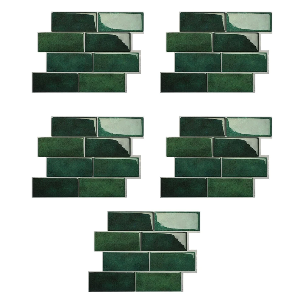 5pcs 3D Brick Wallpaper Waterproof Heat Resistant Self PVC Wall ers for Kitchen Bathroom Laundry Room 29.5x21.5cm