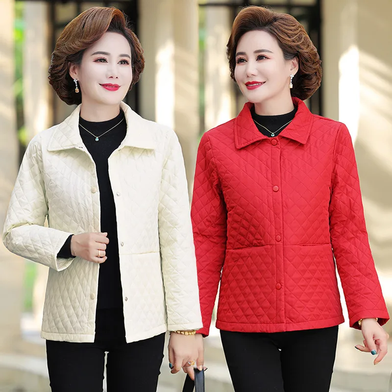 2022 Cotton-Padded Jacket Women Autumn Winter Coat Korean Long Sleeve Tops Single-Breasted Slim thin quilted Outerwear Female