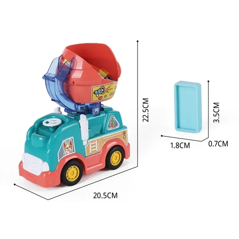 Educazione precoce bambini giocattoli creativi fai da te progetto domino elettrico mixer camion licenza automatica giocattoli con 102 domino per bambini