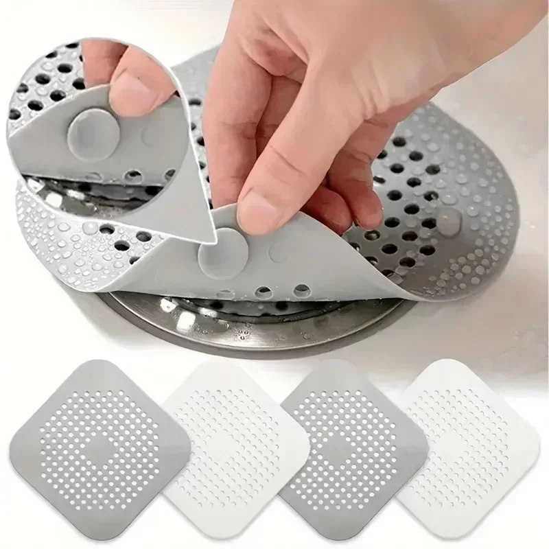 4pcs Hair Filter Shower Drain Plug Kitchen Sink Filter Sink Strainer Bathtub Shower Floor Drain Stopper Home Shower Accessories