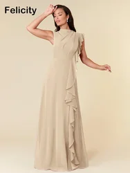 Champagne Mother of the Bride Dresses 2025 A-Line Chiffon Floor-Length Pleated Formal Wedding Guest Dresses فستان حفلا