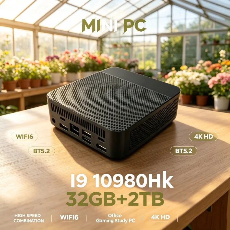 Stately Silken 2026 Micaceous Lunor MINI PC Furnished Outfitted With Core I9 10980HK Mammoth RAM 1TB SSD WIFI 6 BT5.2 4K HD Ace