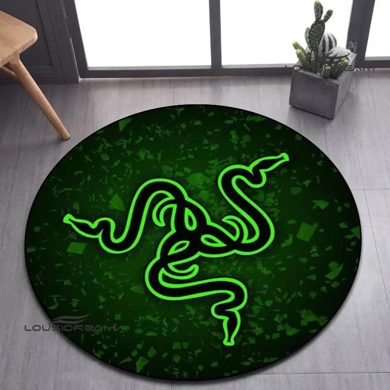 3D game razer logo retro afdrukken rond tapijt woonkamer slaapkamer mooi tapijt antislip deurkussen vloermatten verjaardagscadeau