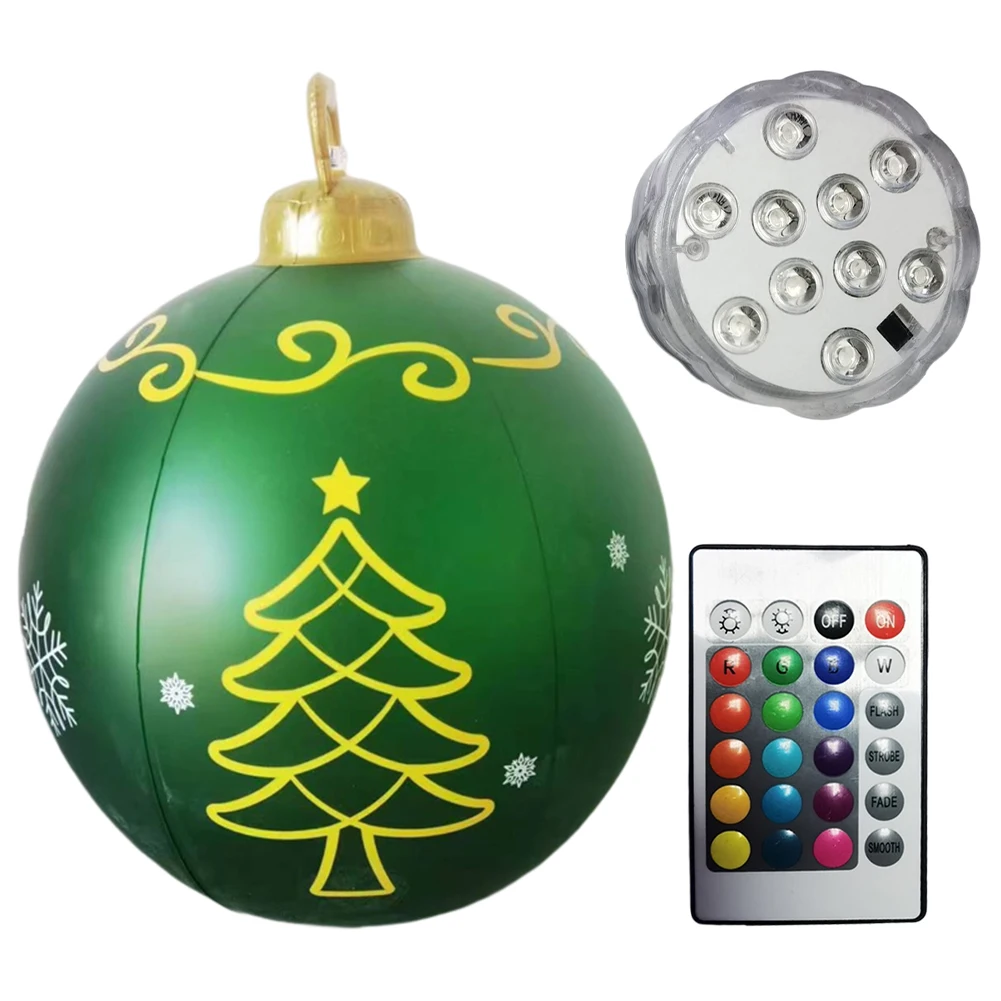 60cm Giant Atmosphere Ball PVC Glow Christmas Tree Hanging Ornament with Light Waterproof Home Garden New Year Party Decoration