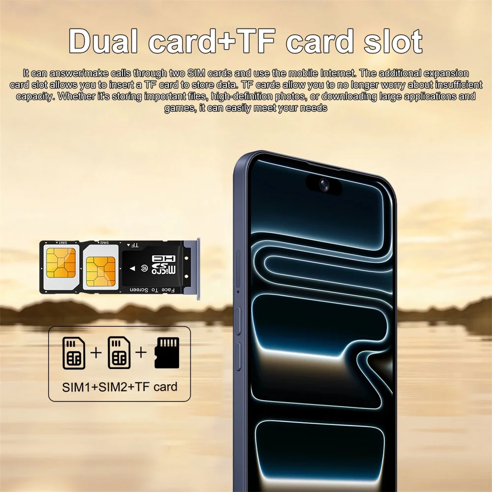 K-Touch Smartphone 5G für 17 Pro Max, 7,3-Zoll-Vollbild-Display, 5G-Mobiltelefon mit Dual-SIM-Funktion, Android-Smartphone, 16+48-MP-Kamera, Gesichtserkennung, entsperrt, 7800-mAh-Akku, Mobiltelefone. – Detail 15