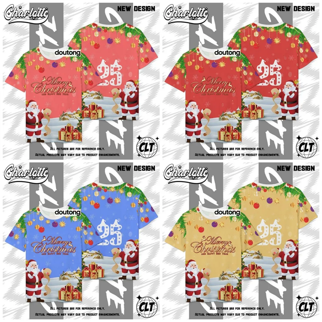 Merry Christmas Retro Collar Men's T-shirt _ Family Matching Outfits 2026