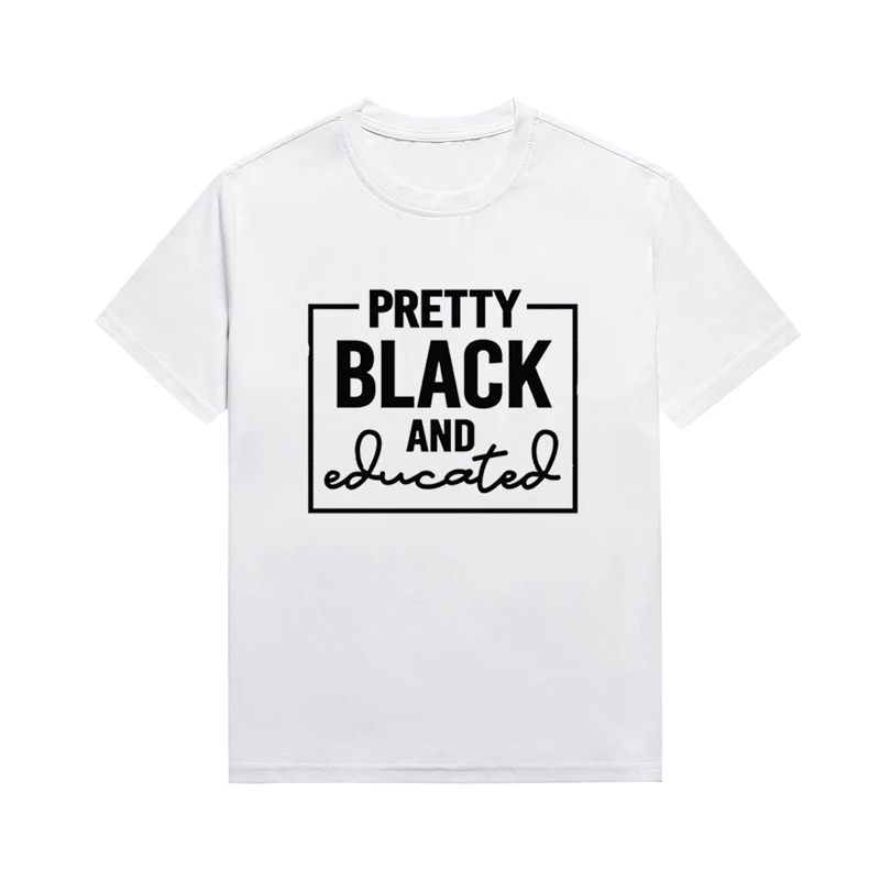 Pretty Black And Melanin Slogan Female Tees Trend Personality Streetwear Cotton Top Custom T Shirts For Women