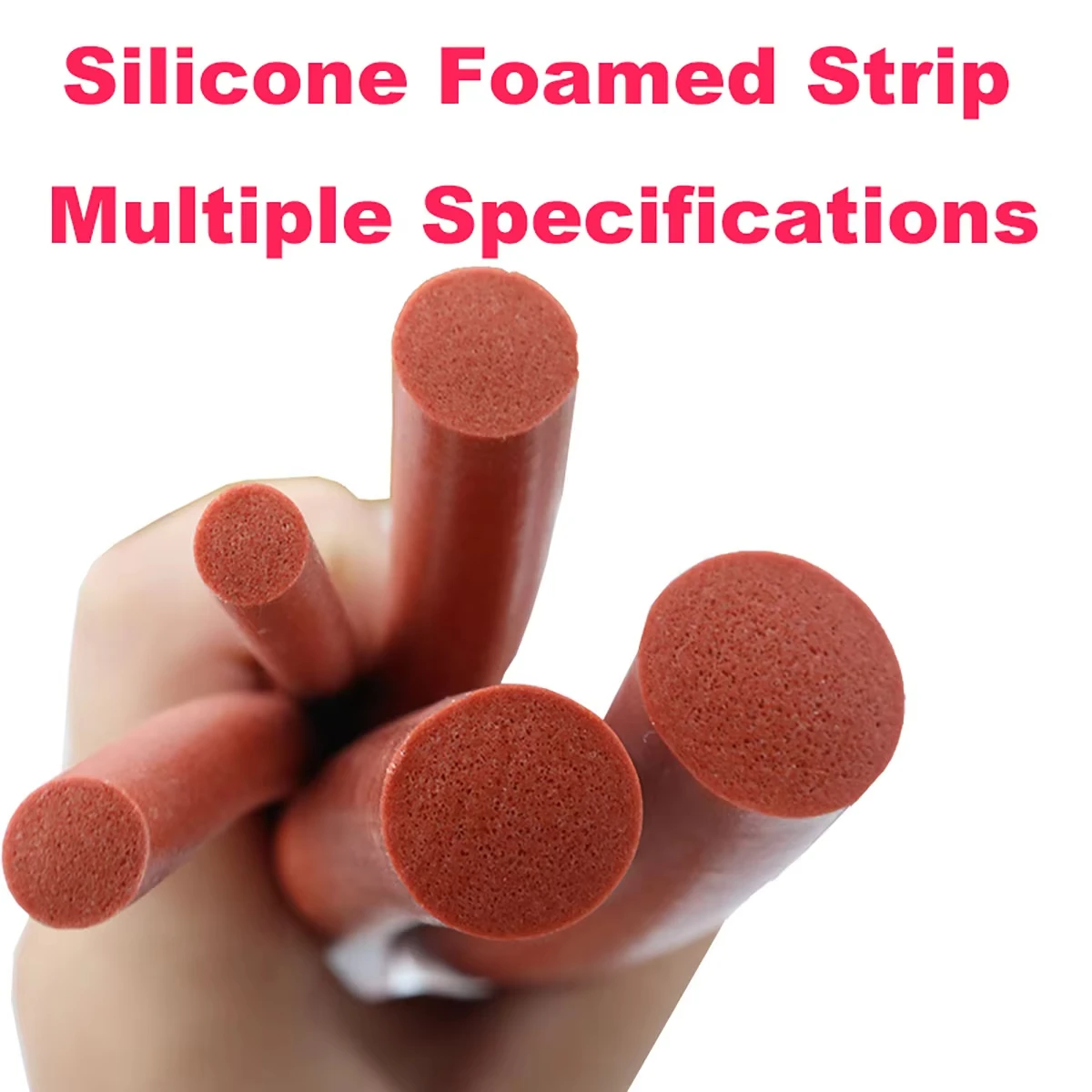 Silicone Rubber Sponge Strip Red Silicone Foamed Seal Strip Round VMQ Foaming Cord Dia.1/1.5/2/2.5/3/3.5/4/4.5/5/6-25mm