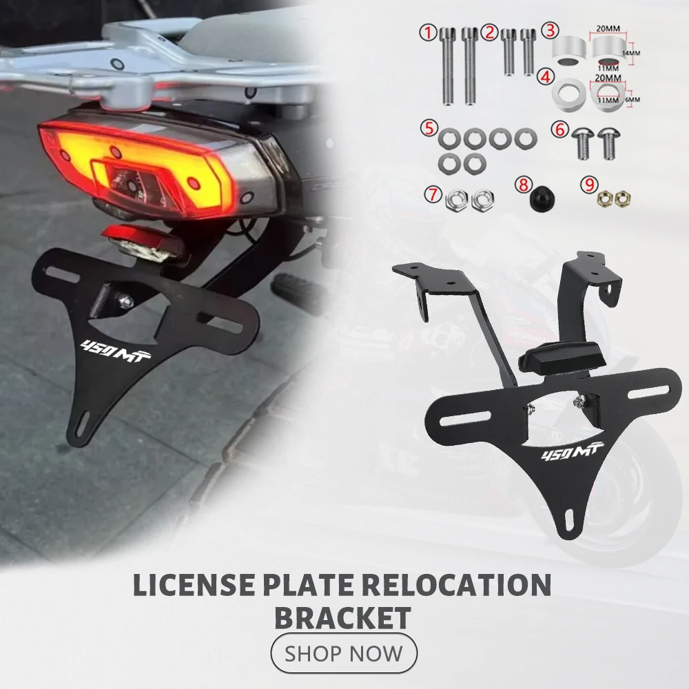 

Для CFMOTO 450MT CF 450 MT 450MT 2024 2025 2026 мотоциклов, держатель номерного знака, кронштейн, задний хвост, аккуратное крыло, комплект для устранения