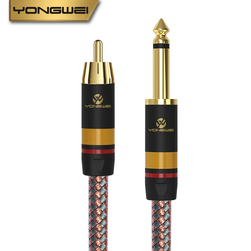 YONGWEI-Cable de Audio Hifi de 6.35mm a RCA para amplificador, mezclador de altavoz de alta gama OFC de 6.5mm a RCA, chapad