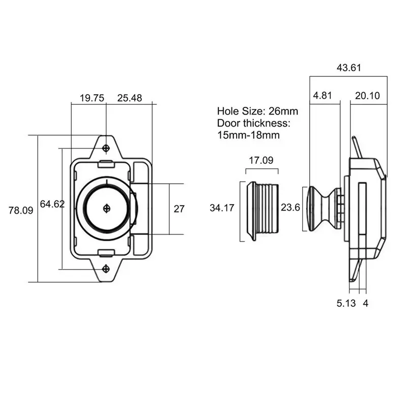 ABYP باب الخزانة الصيد بدون مفتاح RV دفع أقفال خزانة باب متنقل خزانة العربة قافلة مزلاج المقبض #6