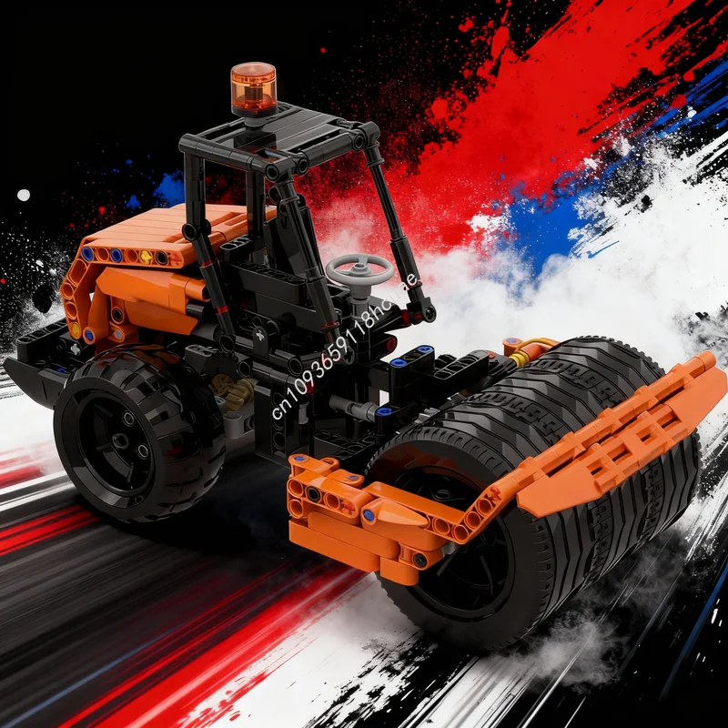 

475 деталей MOC Технический дорожный каток, 1 модель, конструктор, подарок на Рождество, архитектурные сборные игрушки, DIY, креативная идея, развивающая игрушка