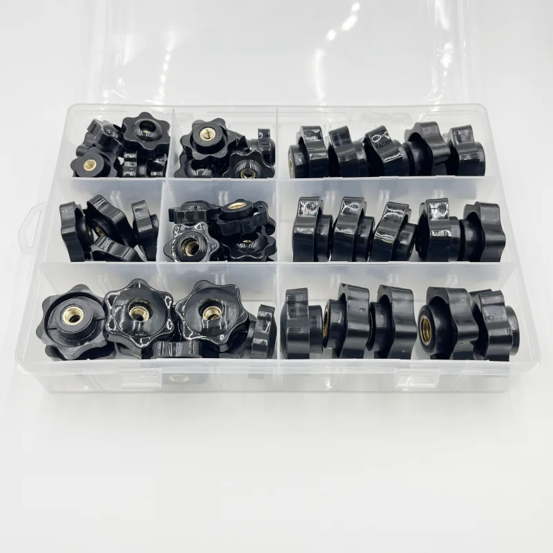 Clamp Knob Handle Nut M4 M5 M6 M8 M10 Plum Bakelite Hand Tighten Thread Star Black Mechanical Manual Thumb Clamping Through Nuts