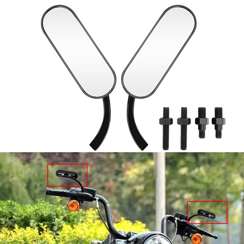 Motorcycle Adjustable Rearview Side Rear View Mirror Black For Harley Touring Electra Glide Dyna Fatboy Softail Sportster