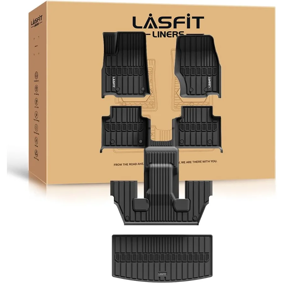 

Всепогодные автомобильные напольные вкладыши на заказ для Jeep Grand Cherokee L 20212025, исключительно для 6 мест без центральной консоли с