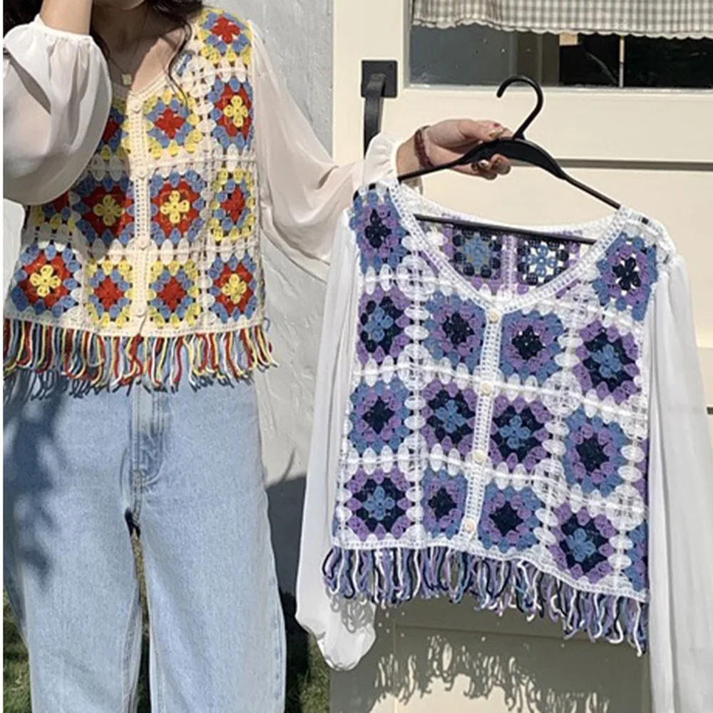 

Lace Casual Lady Coat Hook Flower Chiffon Tassel Top Women PG0088 Gentle Sle Loose Fit Long Sve Spring irt