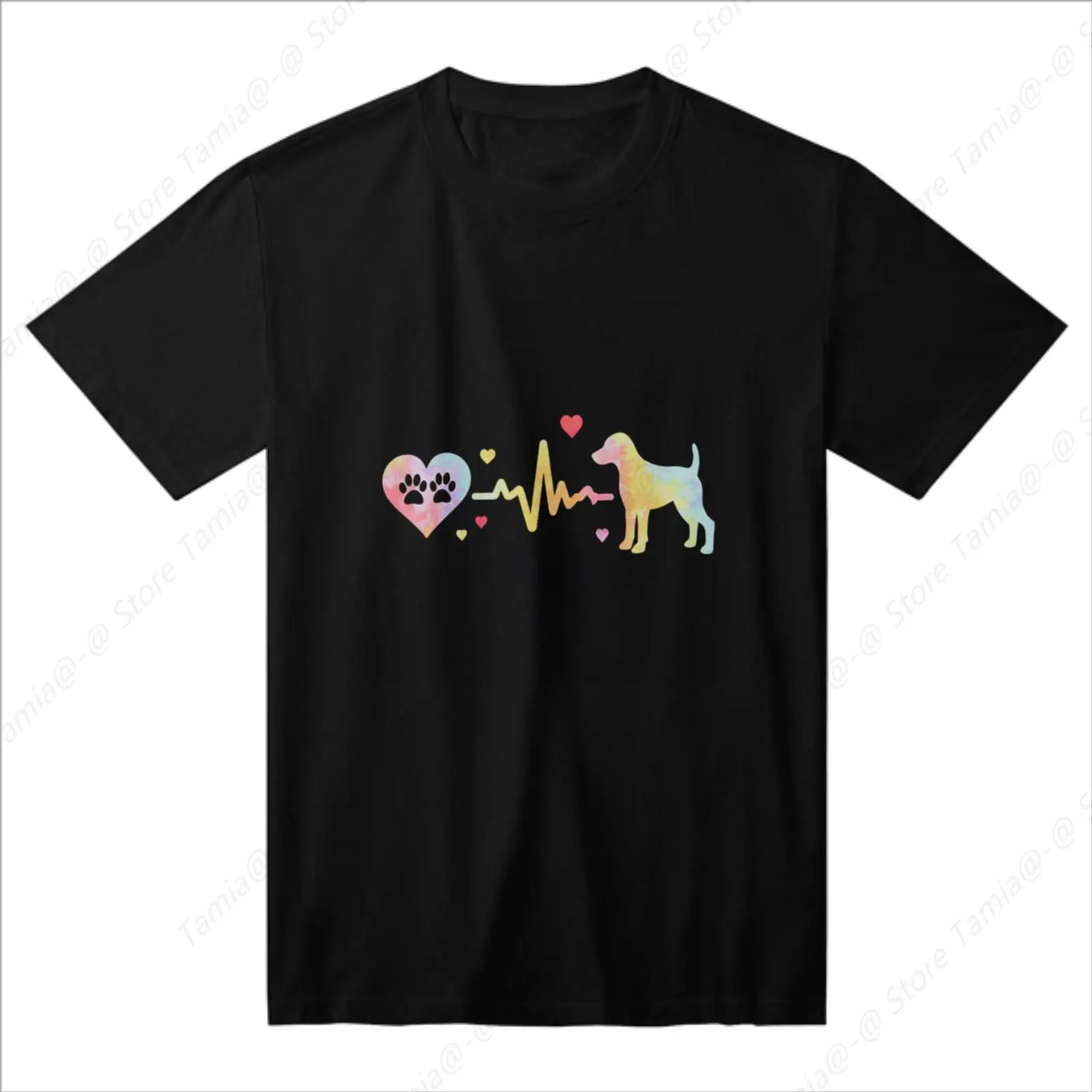 Stylized Labrador Retriever Graphic Black T Shirt Casual Men s Crew Neck Short Sleeve Tee