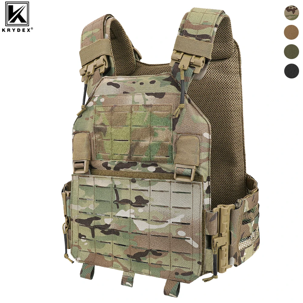 KRYDEX Tactical Vest Laser Cut MOLLE Panel Plate Carrier Quick Release Hunting Paintball Outdoor Lightweight Vest Gear