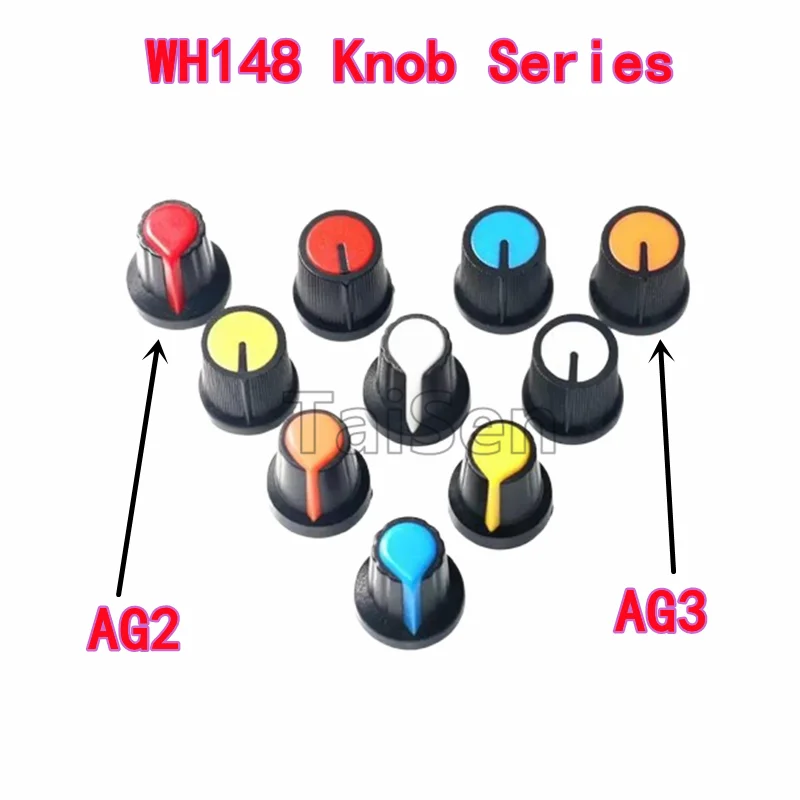 

50PCS AG2 AG3 Switch Knobs WH148 Plastic Knurled Knobs 15*17mm Red Yellow Blue Green White