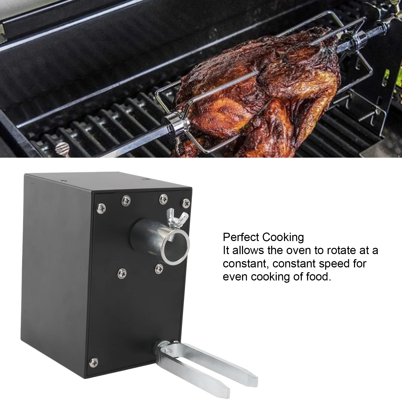 70KG高トルクBBQロティサリーモーター - チキンミートケバブ用1.5mブーストケーブル付きヘビーデューティーアルミグリルスピットロースター