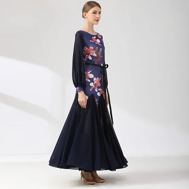 Maßgeschneidertes modernes Tanzkleid, Ballsaalkleid, Laternenärmel, Tango, Flamenco, Gesellschaftstanz, Wettbewerbskleider für Damen, 모자