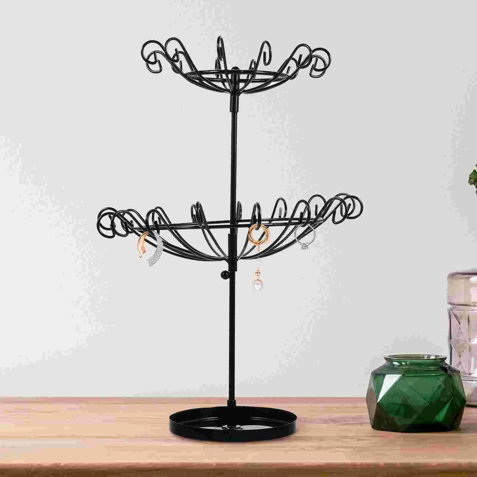 

Umbrella Storage Rack Jewelry Rotating Display Shelf Key for Entryway Table Stand Iron Hanger Shelves