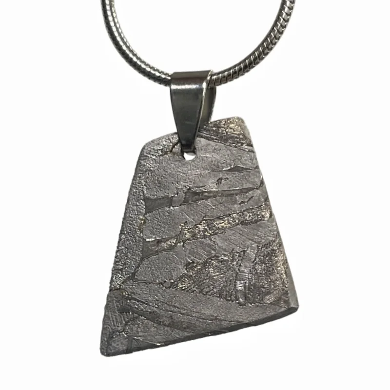 Muonionalusta Meteorite Pendant Natural Iron Meteorite Slice Trapezoid Necklace Meteorite Jewelry Collectible Amulet Gift LK586