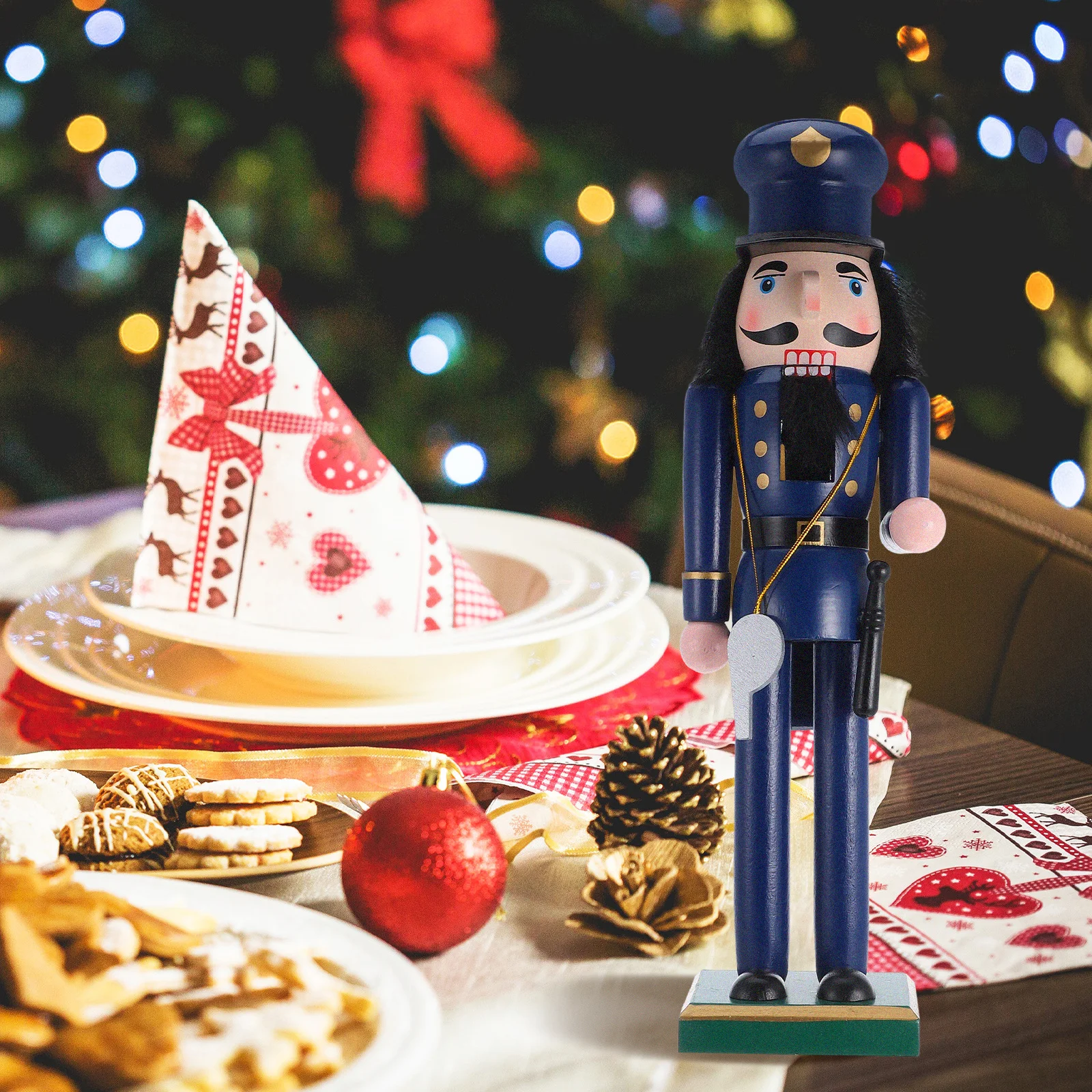 

36Cm Wooden Nutcracker Soldier Ornament Christmas Tabletop Decoration Xmas Desktop Decor For Holiday Shelf Display