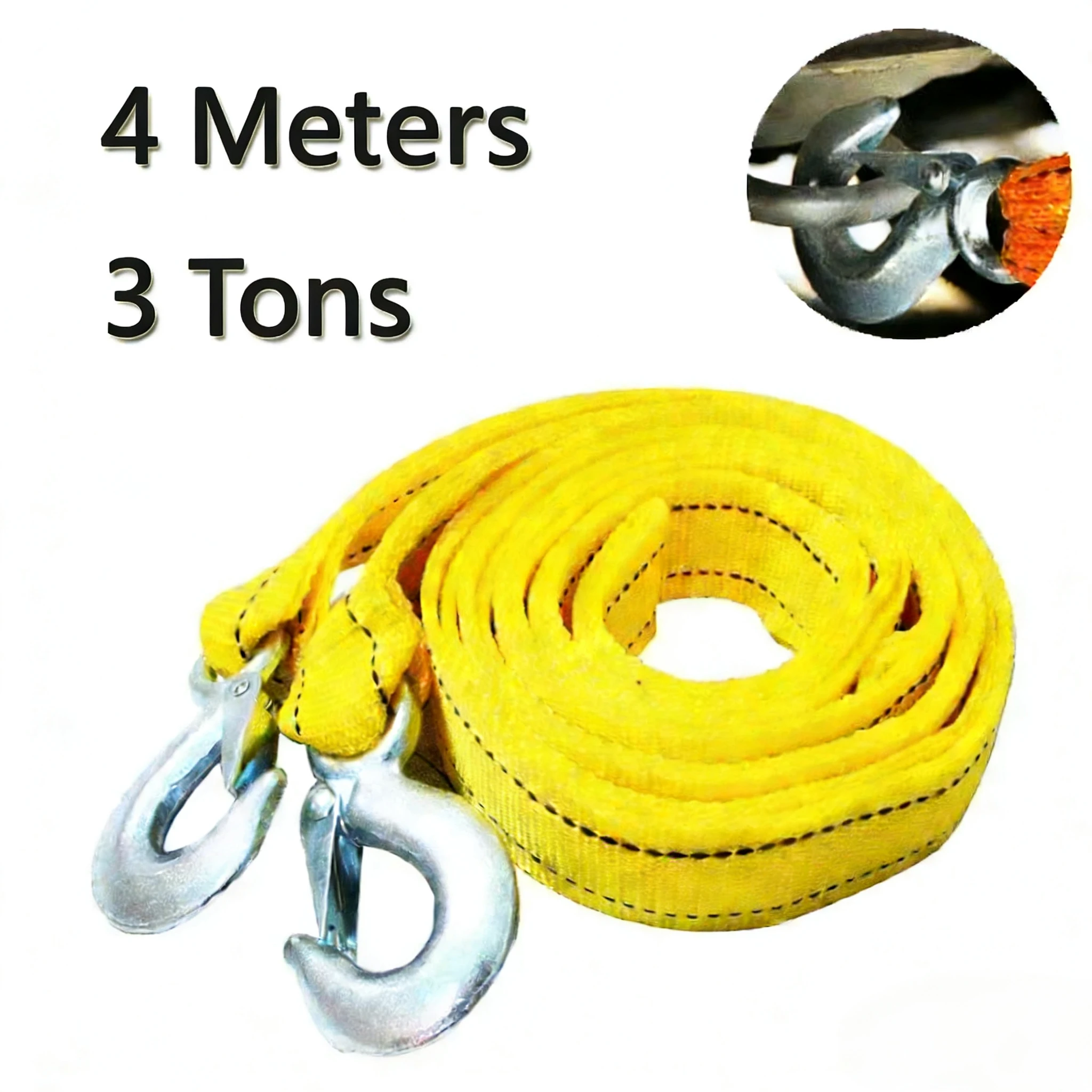1 Stuks 3M/4M Auto Sleepkabel Zware Sleepband 3 Ton/5 Ton met Haken Aanhangertouw Wegreddingsaccessoires voor Auto's zware sleepkabel sleepkabel met haken sleepaccessoires auto aanhangertouw auto