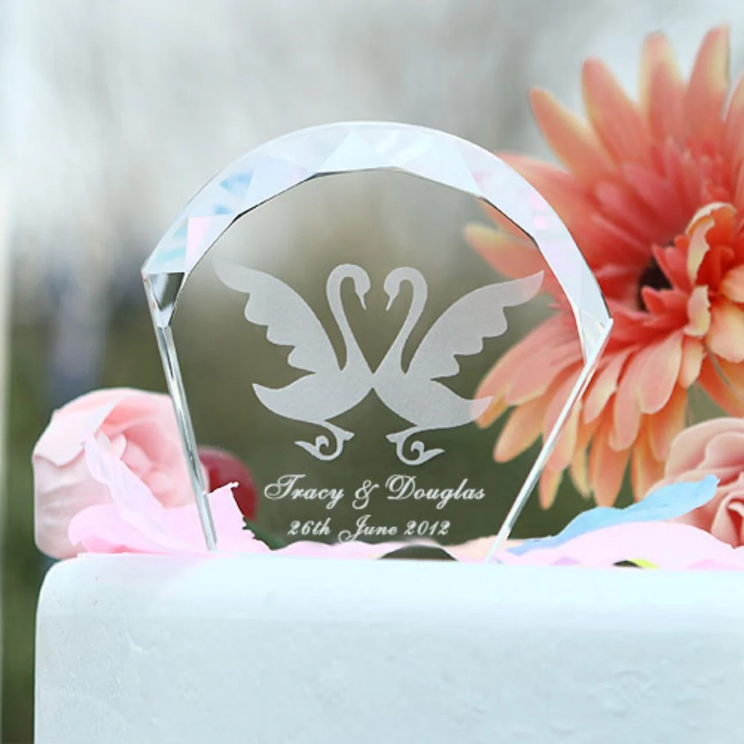 

Valentine Easter Anniversary Gifts Wedding Party Favors Personalized Customized Sector Crystal Cake Top