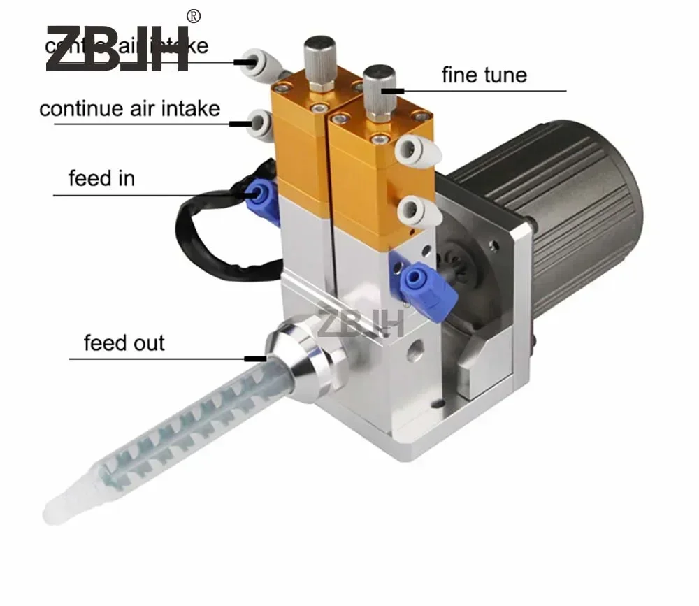 Motor mixing double-liquid AB glue dispensing valve