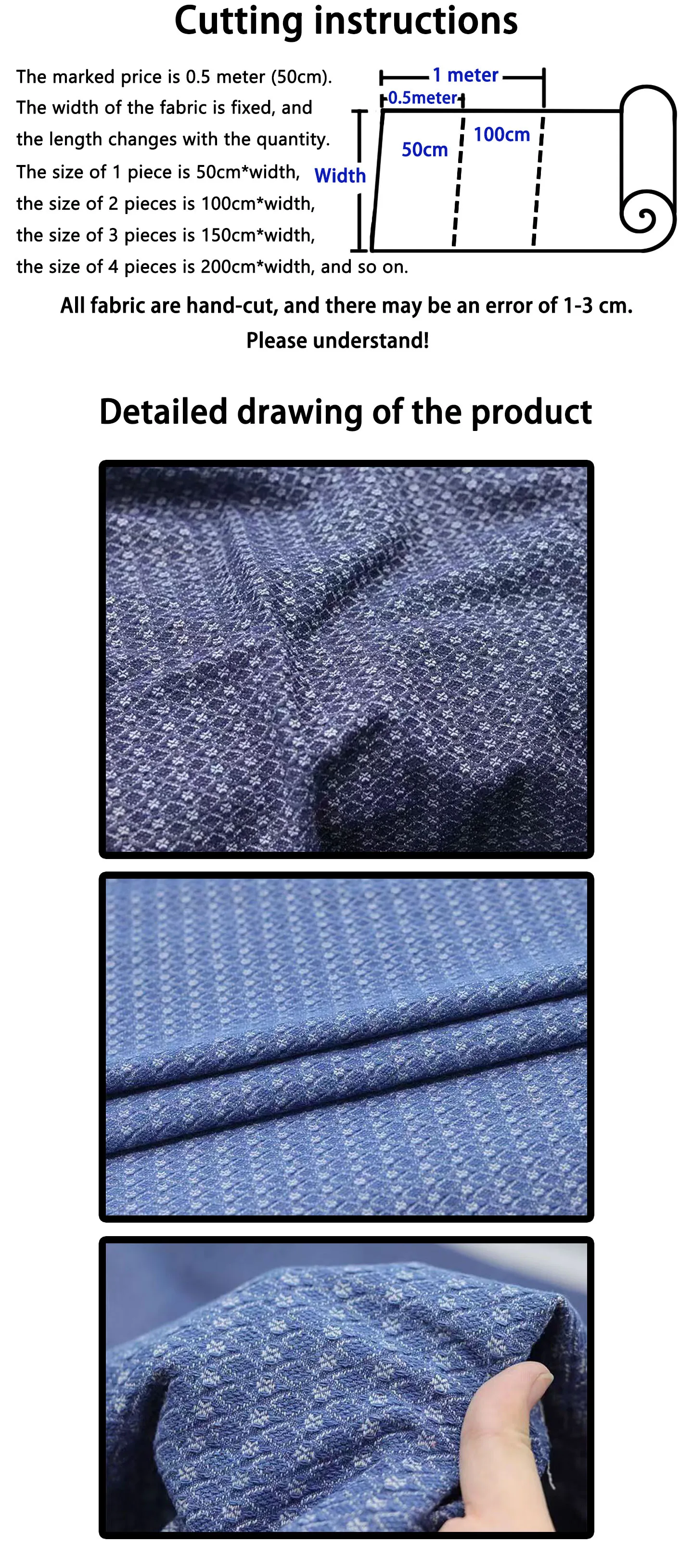 Künstlerischer, kleiner Blumen-Denim-Jacquard-Stoff, Rautenmuster für kreatives Schneiden, DIY-Oberbekleidung, Kissenbezüge, Material – Detail 1