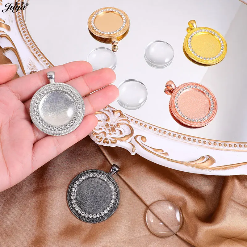 5 teile/los cz Strass Anhänger Lünetten 25/30mm Cabochon Basis Charms Schmuck herstellung Zubehör für DIY Halsketten liefert – Detail 5